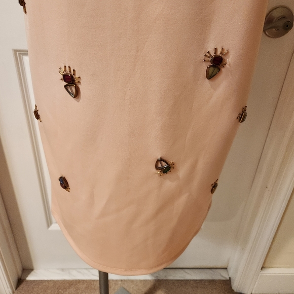 Carmen Marc Valvo peachy blush dress size M with beautiful stones design. - Picture 2 of 7